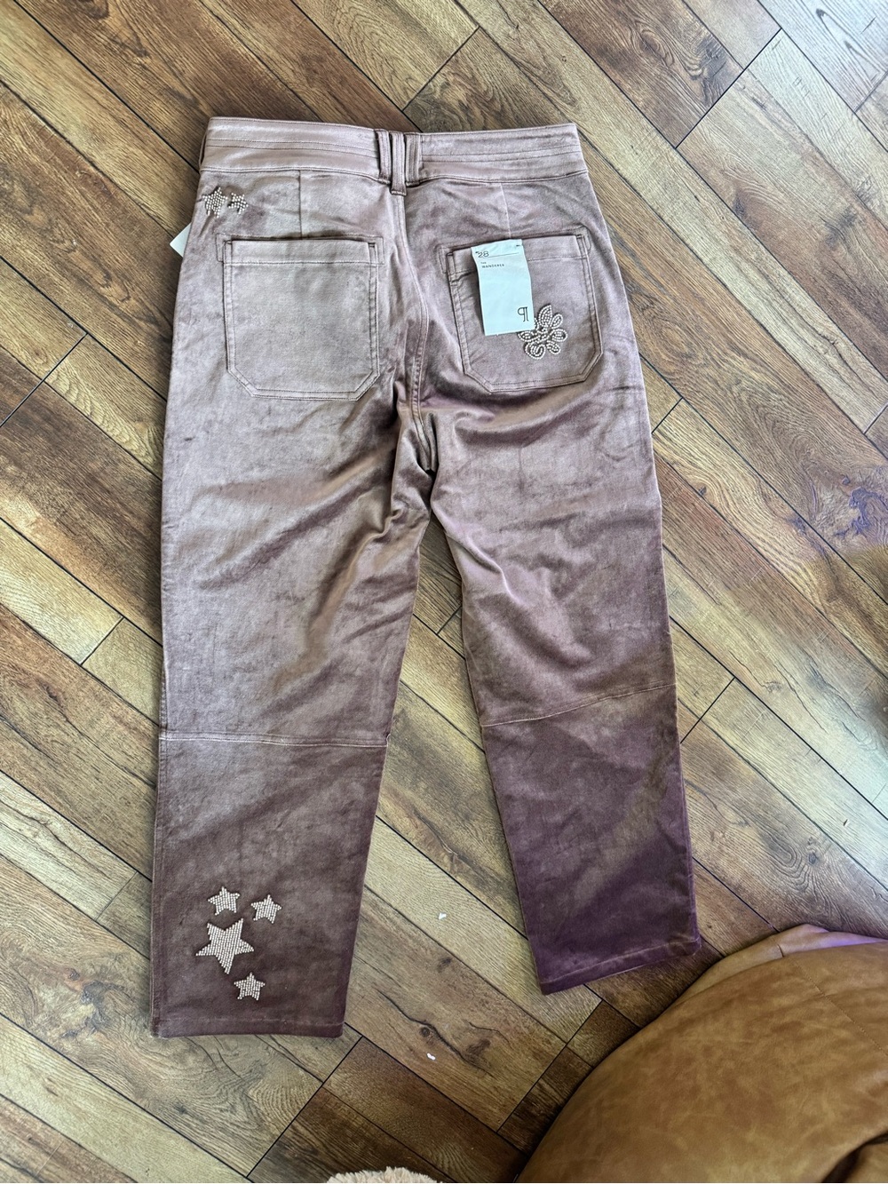 Anthropologie Brown Corduroy Star-Embroidered Women's Pants